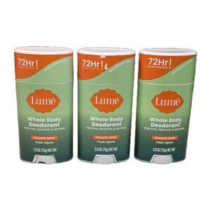 3x Lume Whole Body Deodorant Invisible Cream Fresh Alpine NEW Set Of Three